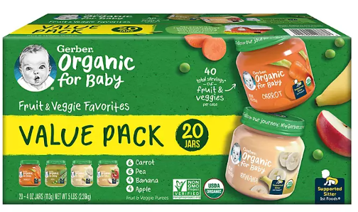 Gerber 1st Foods Organic Baby Food, Fruit and Veggie Value Pack