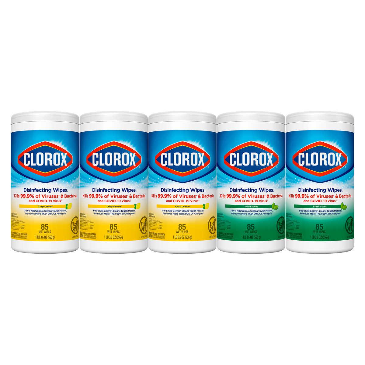 Clorox Disinfecting Wipes, Variety Pack, 85-count, 5-pack