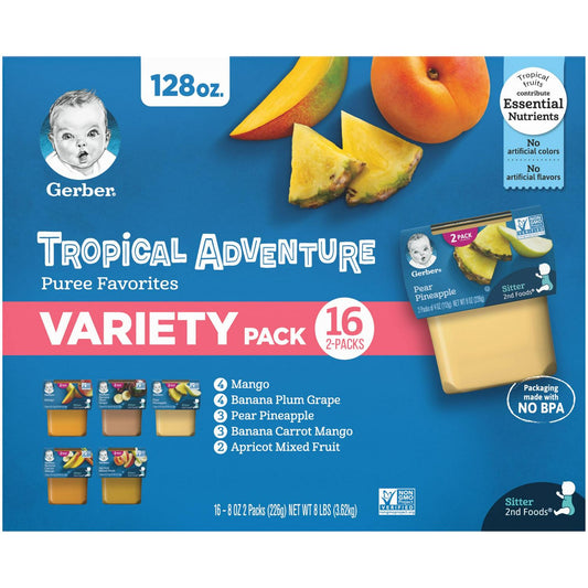 Gerber 2nd Foods Baby Food, Tropical Adventure Variety Pack