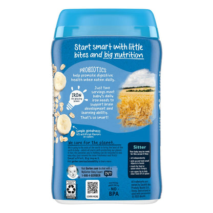Gerber Cereal for Baby Probiotic Oatmeal Baby Cereal, Banana, 8 oz Canister (6 Pack)