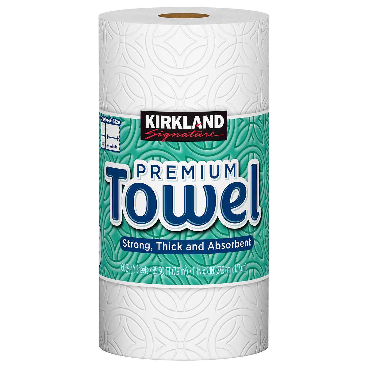 Kirkland Signature Paper Towels, 2-Ply, 160 Sheets, 12 Individually Wrapped Rolls