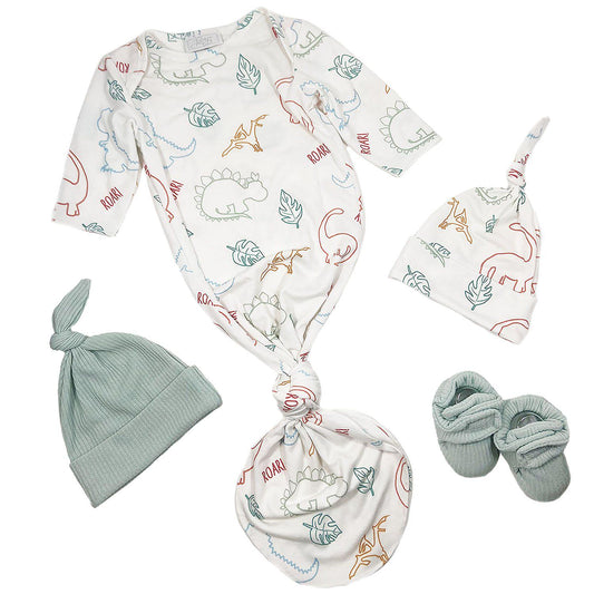 Toby Fairy 4-Piece Dino Gown, Hat and Bootie Set